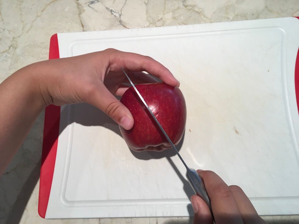 Cut the apple in an angle