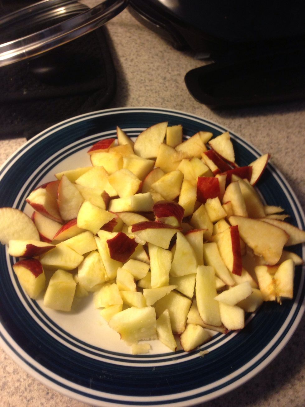 Cut the apples into cubes or slices. Whatever you like.
