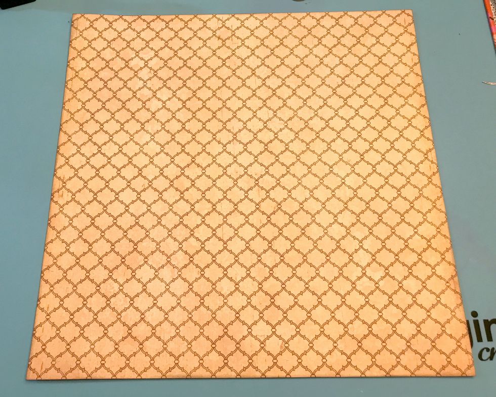 Cut the barcode off of the lattice paper. Ink the edges of the paper with Black Soot Ink and a Blending Tool with foam.