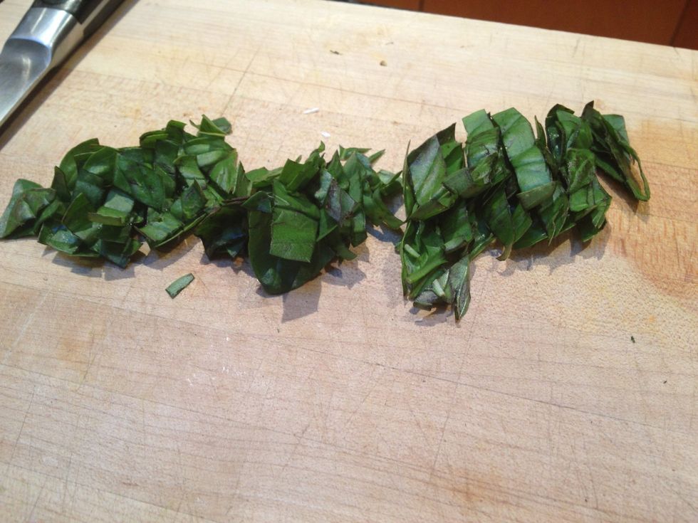Cut the basil into slivers.