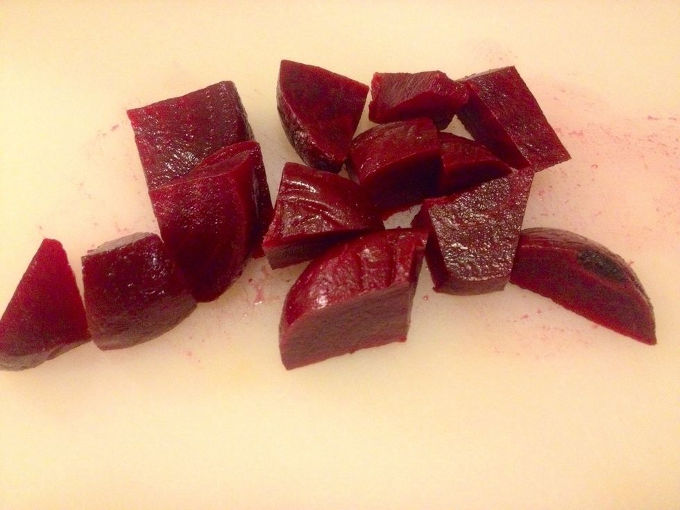 Cut the beet in quarters or smaller.