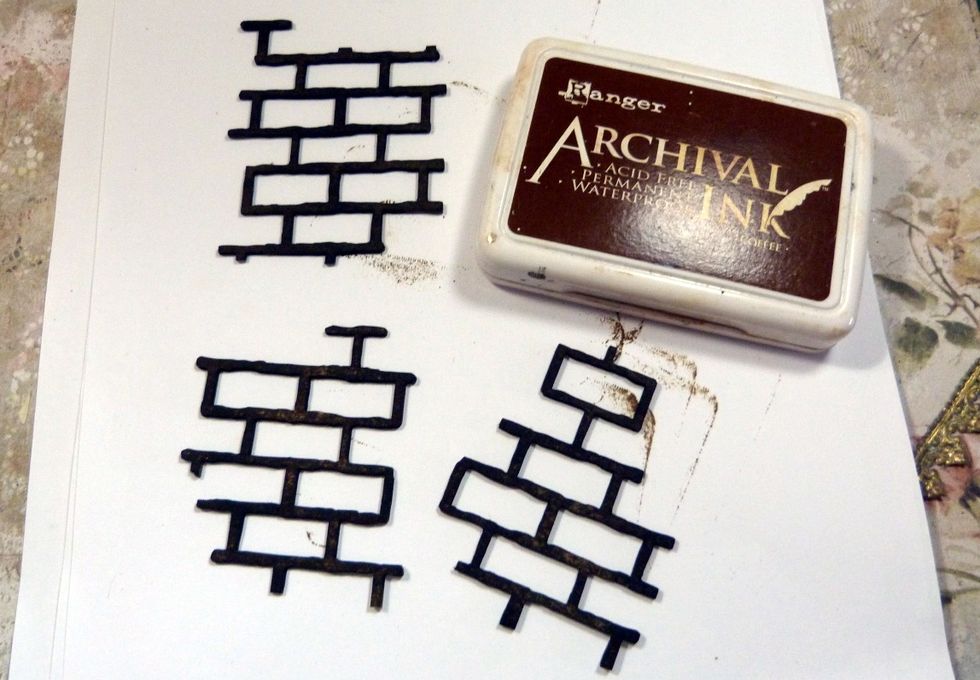 Cut the BFS brick chippie into 3 pieces and ink all over with Coffee Archival ink.