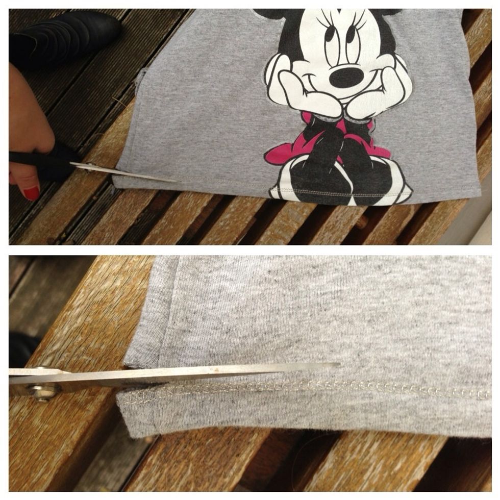 Cut the bottom off near the seam .