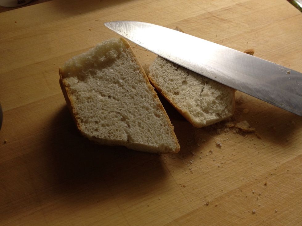 Cut the bread into little pieces