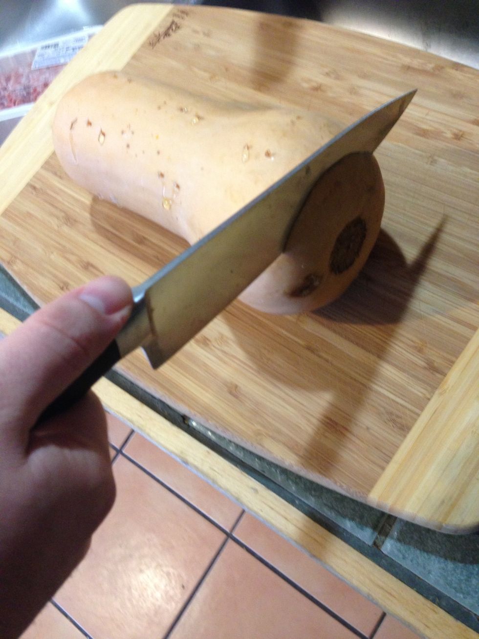Cut the butt off. Use both hands.