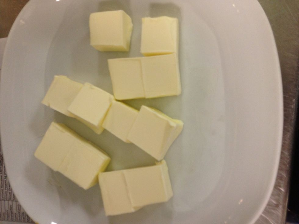 Cut the butter in to chunks and let them get to room temperature