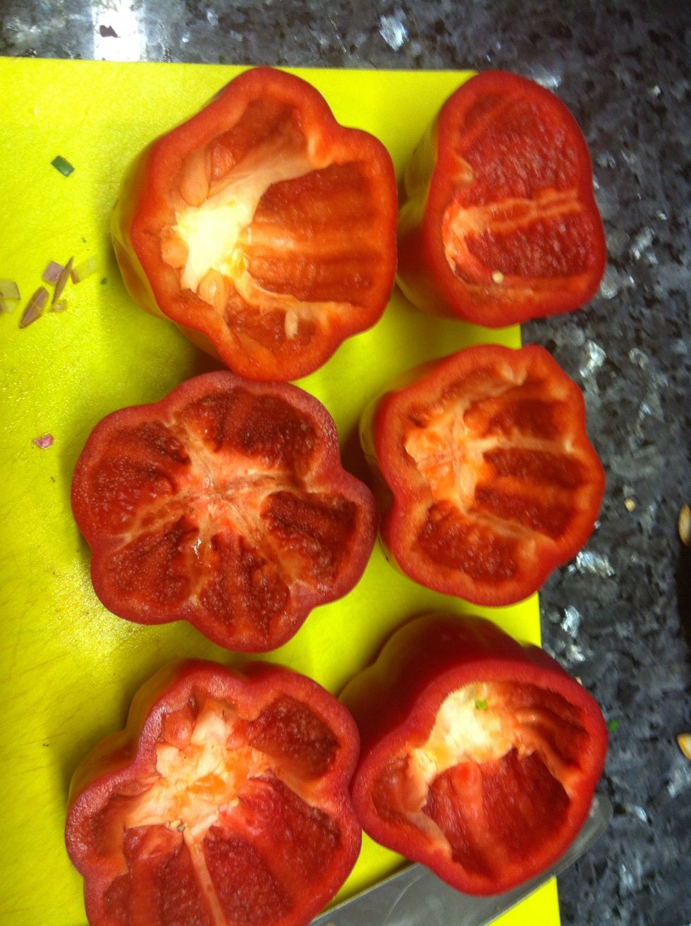 Cut the capsicums in half and deseed