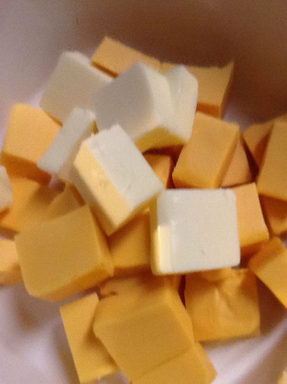 Cut the cheese and butter into squares