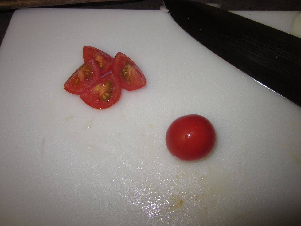Cut the cherry tomatoes into fourths or eighths if they are still too big.