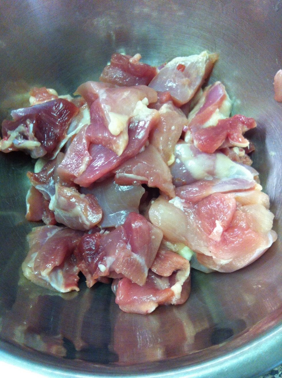 Cut the chicken as square shape