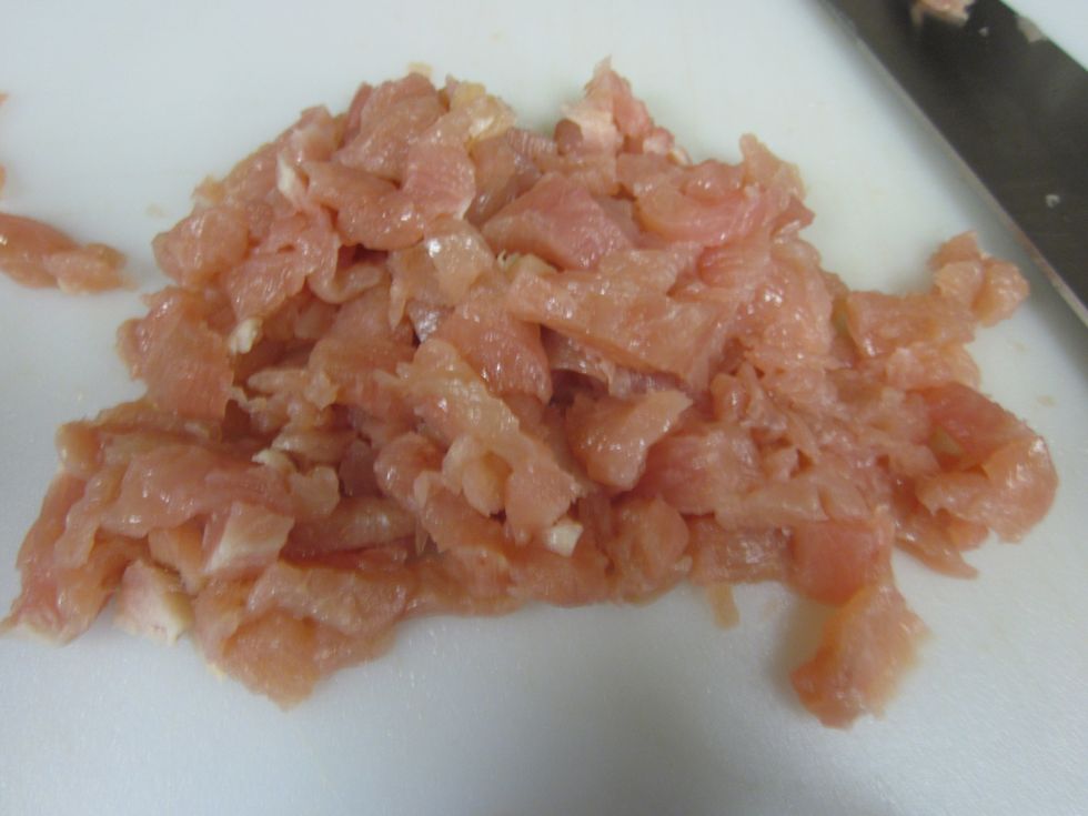 cut the chicken into bite size pieces