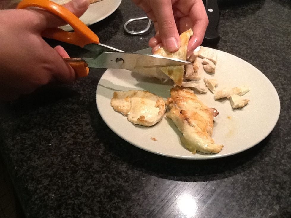 Cut the chicken into small pieces.