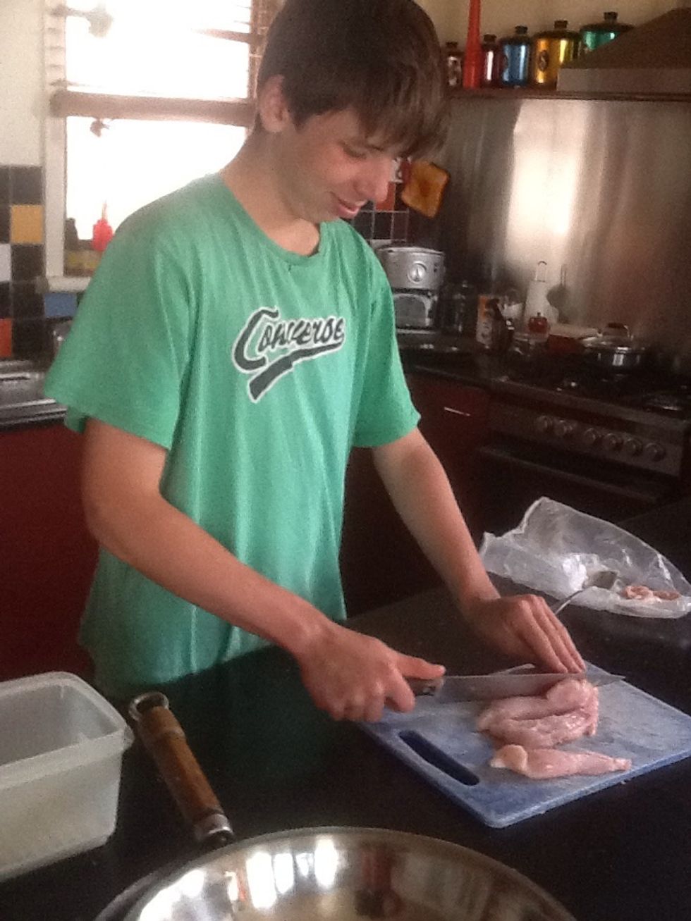 Cut the chicken.