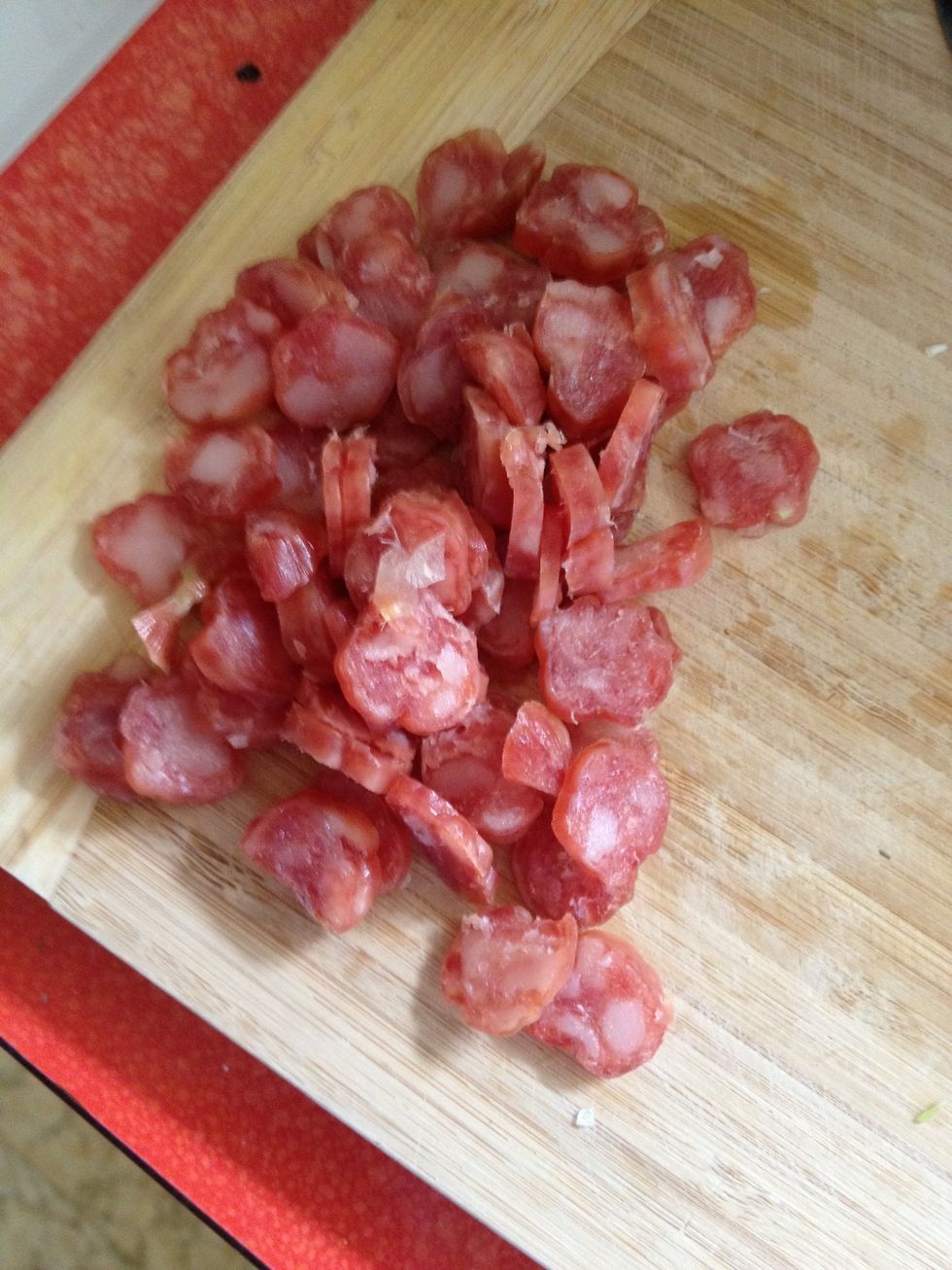 Cut the chorizo into thin slices