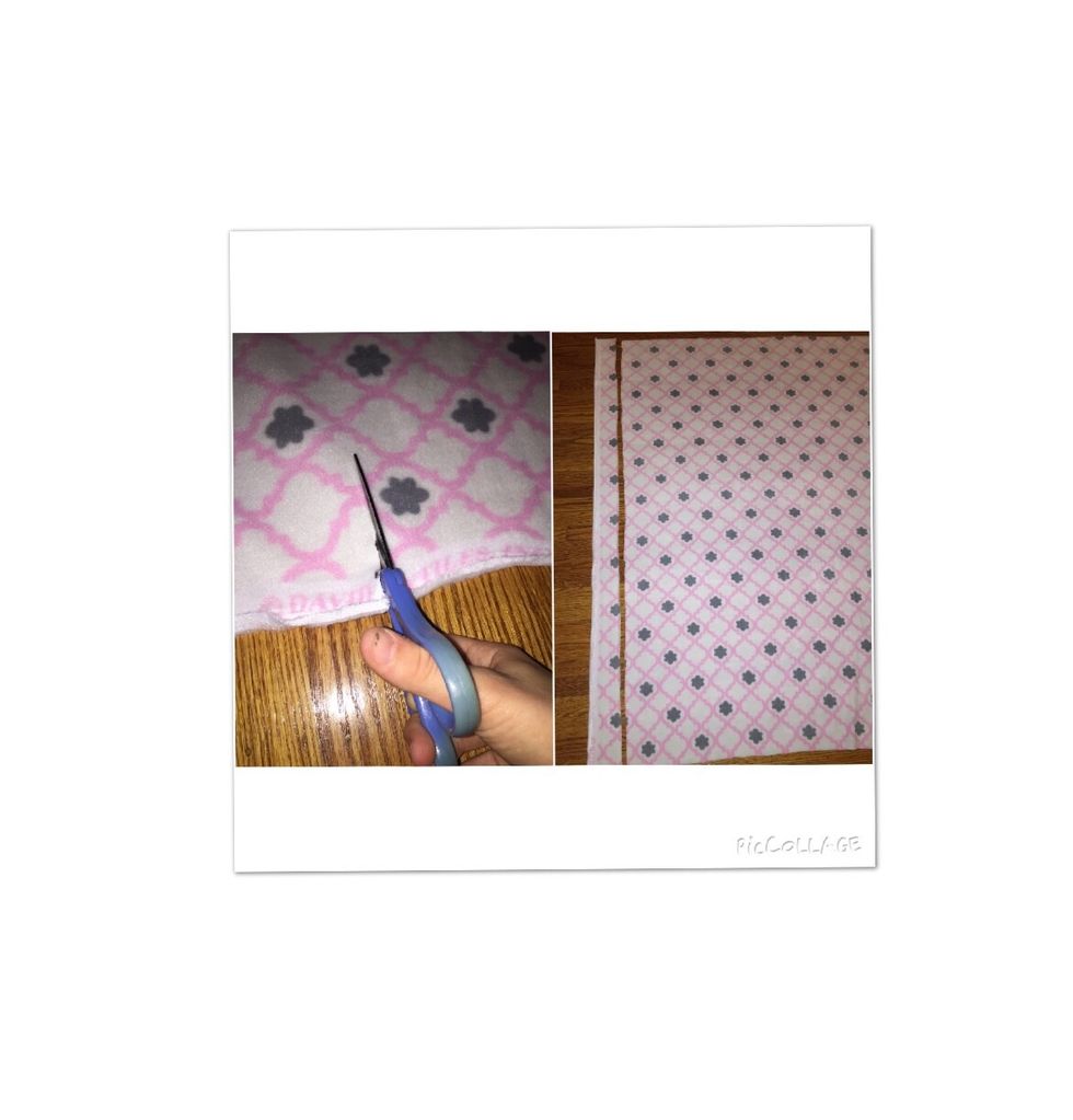 Cut the cloth in straight lines based on the marks you made on the two sides.