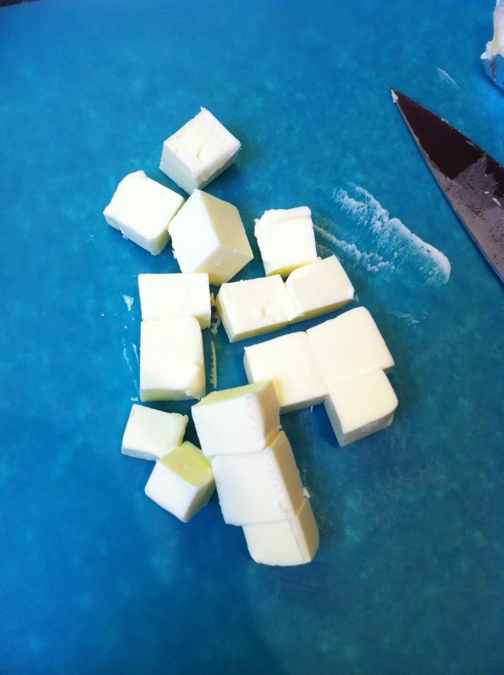 Cut the cold butter into cubes.