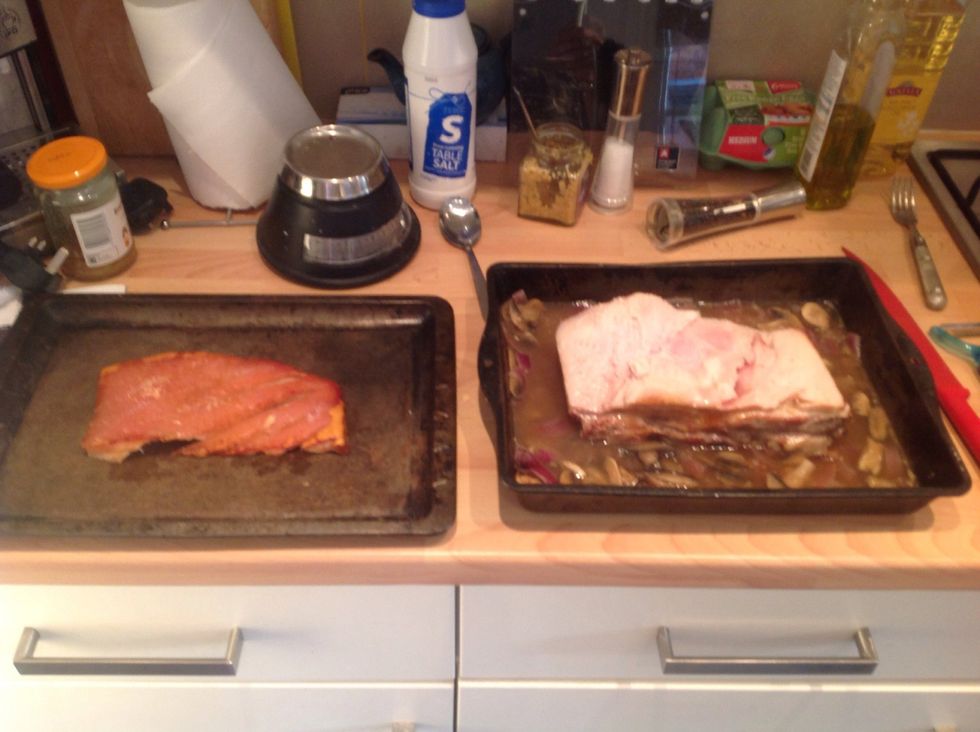 Cut the crackling fat off of the top of the pork and transfer it to a separate tray