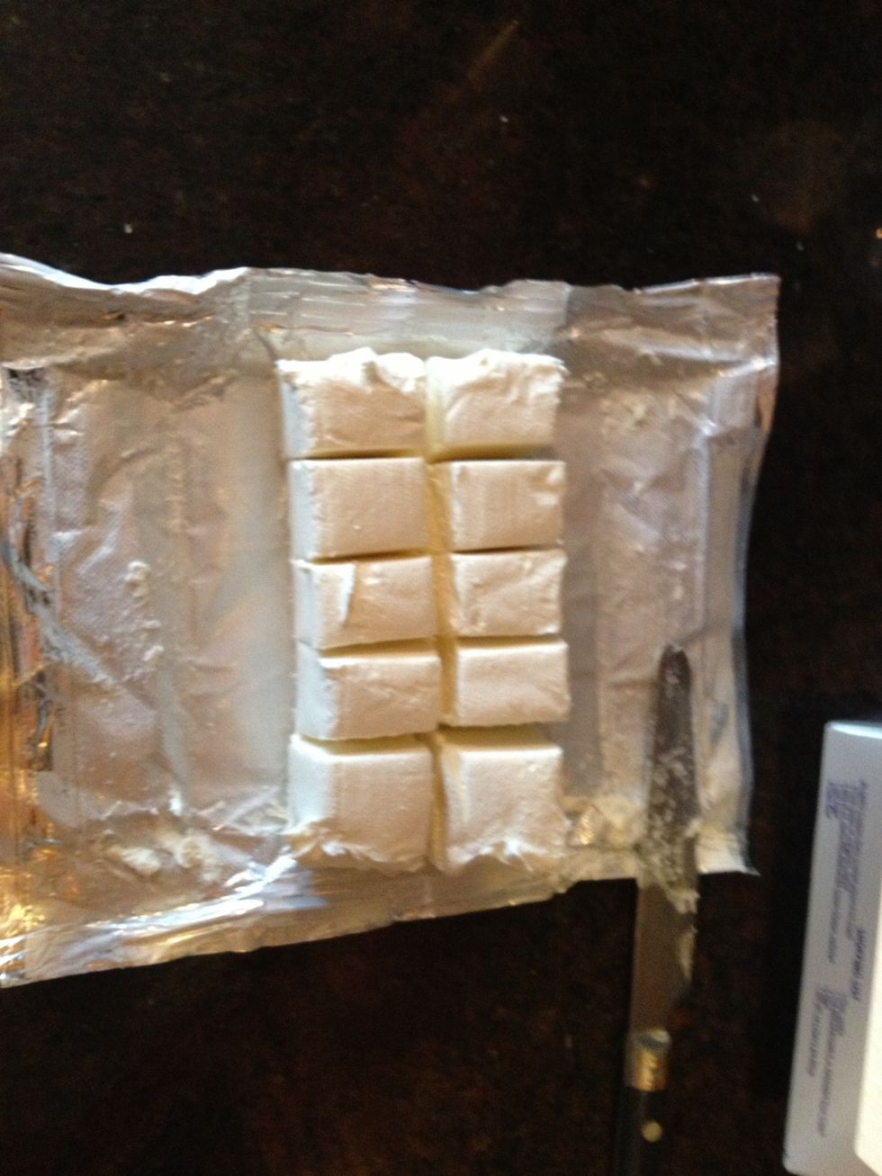 Cut the cream cheese into chunks