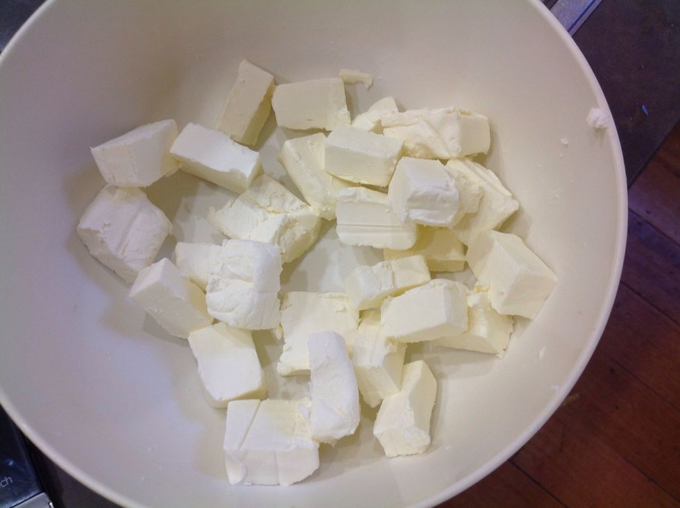 Cut the cream cheese into small blocks to help it melt faster, if you want to do this quickly put it in the microwave, 30 seconds per 250g to soften.