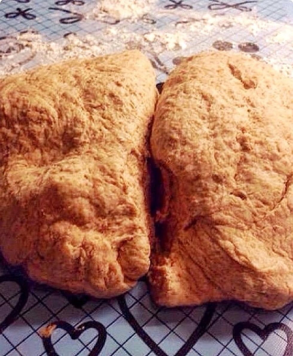 Cut the dough in 2 pieces and..