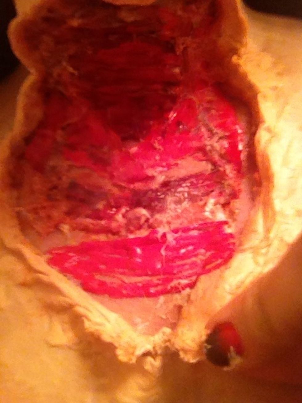 Cut the end by your chest! I use scissor so be careful not to really cut your skin!
