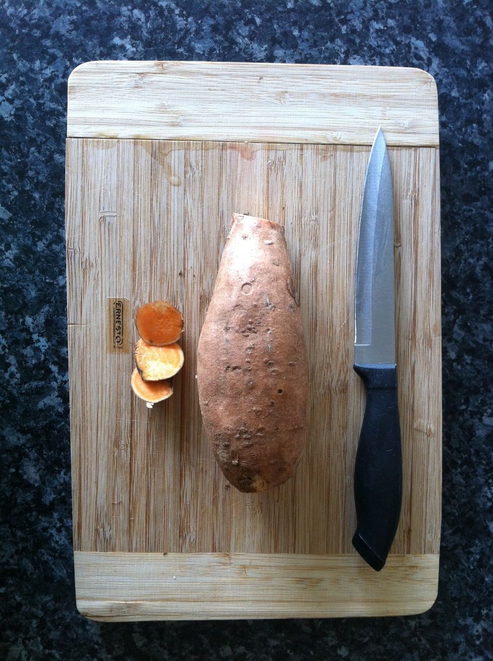 Cut the end of the potato off.