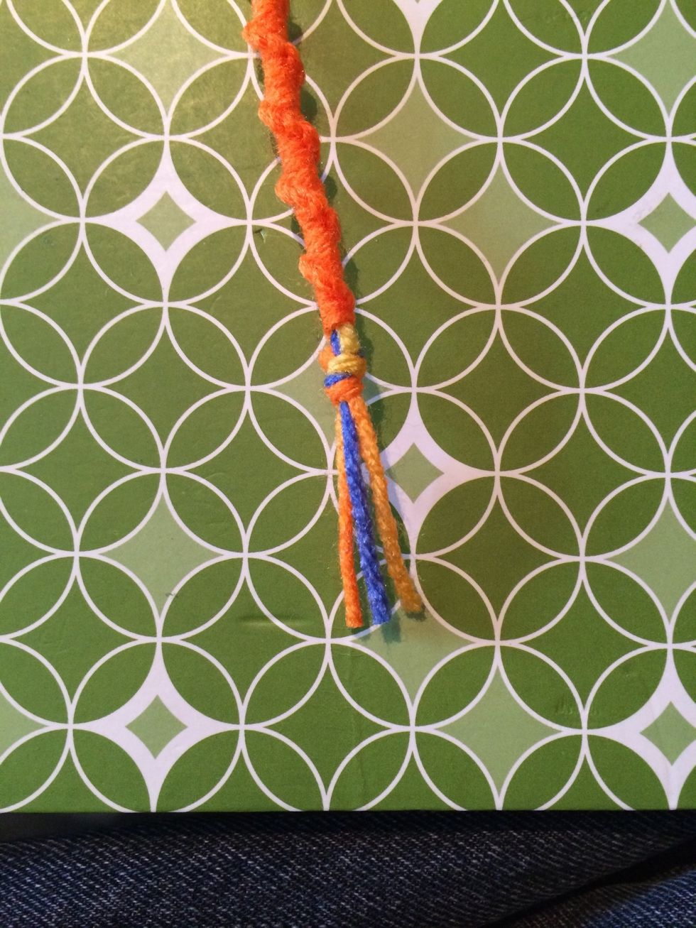 Cut the end of your strings. Leave about an inch to 2 inches so you can tie it off.