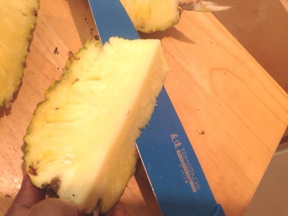 Cut the flesh away from the skin leaving about 1/2\u2033 of flesh. Do not throw away the skin!