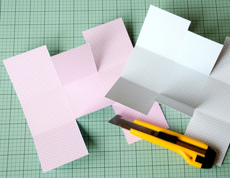 Cut the folded lines as it is shown on the picture.