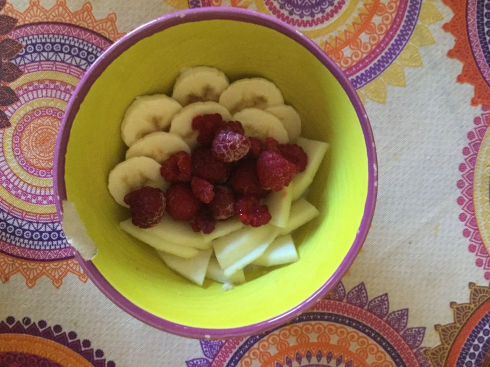 Cut the fruit and add it to you're oatmeal. This is a healthy way to start your day. \ud83d\ude0a