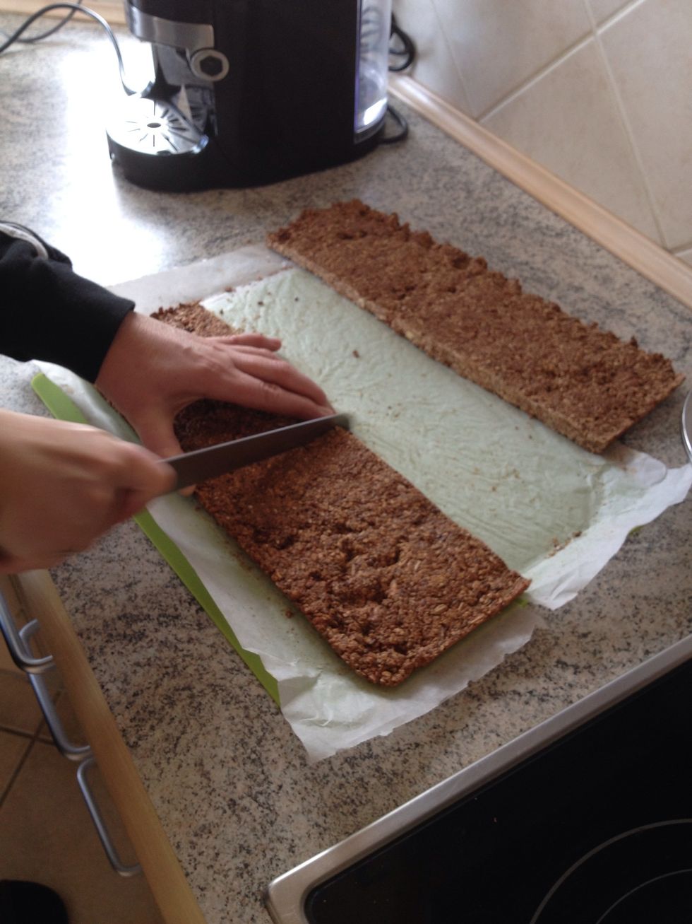 Cut the granola bars. I made 16, but you can make them any size, you want