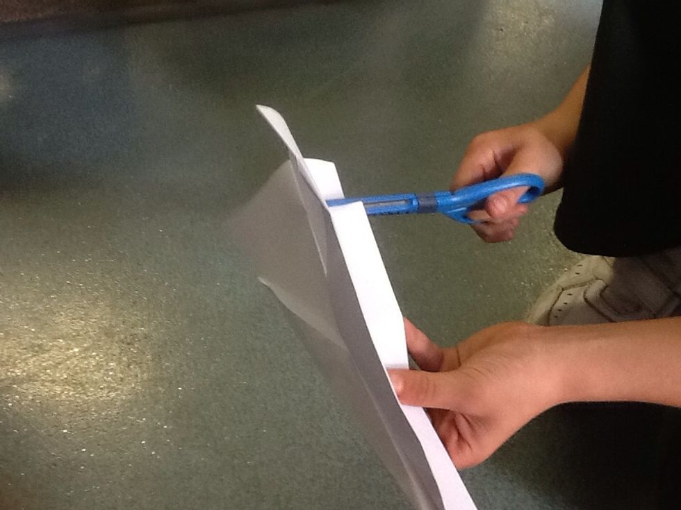 Cut the handle vertically, 3 cm from the tail.