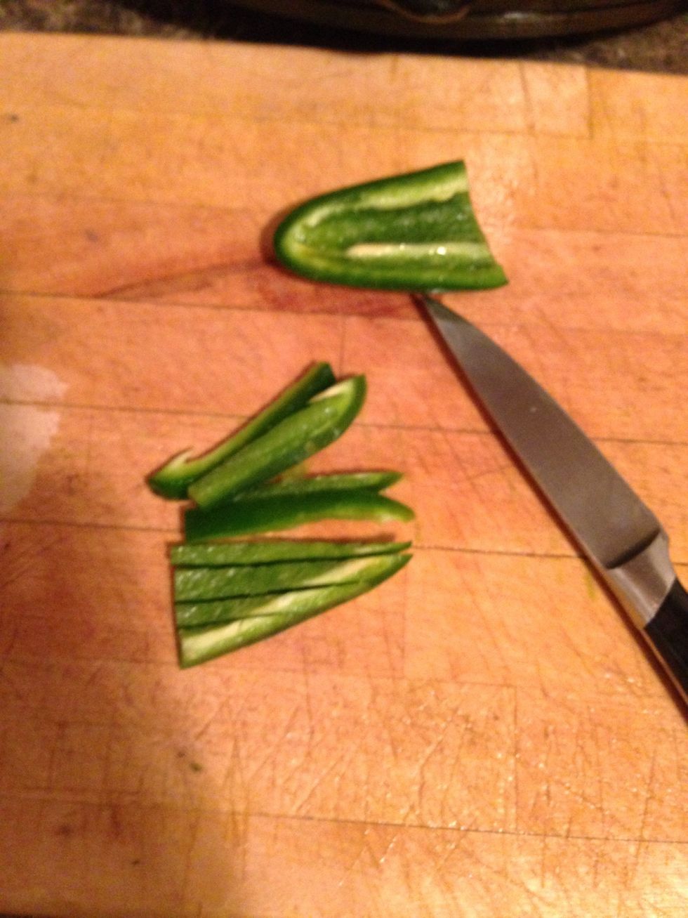 Cut the jalape\u00f1o into strips...