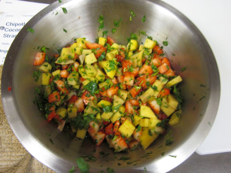 cut the jalapeno and then mix all the ingredients together in a bowl