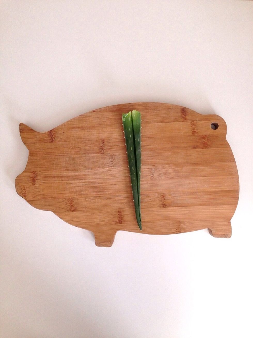 Cut the leaf in half.
