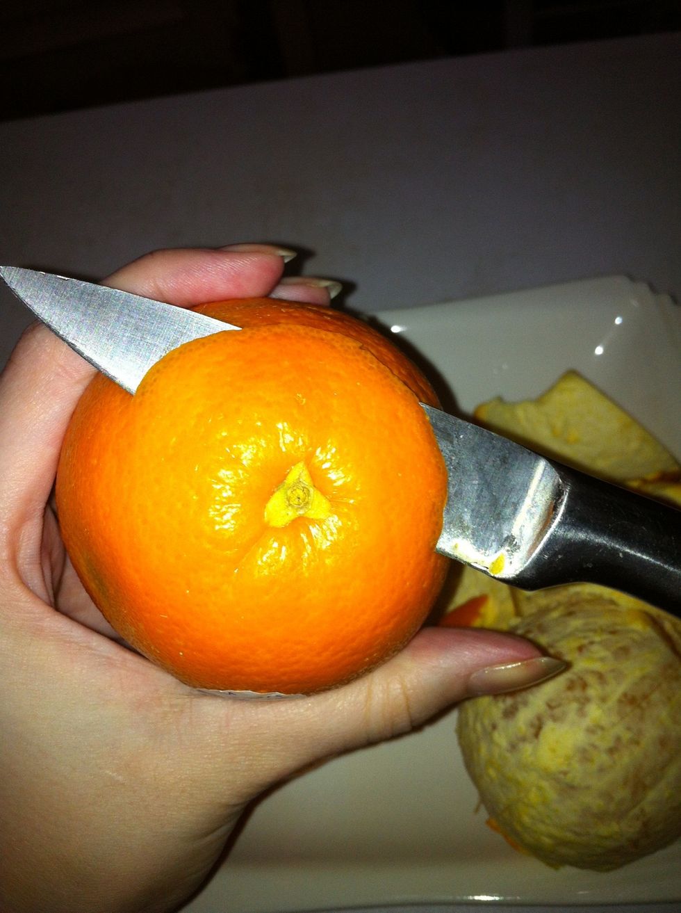 Cut the leaf top like a lid.