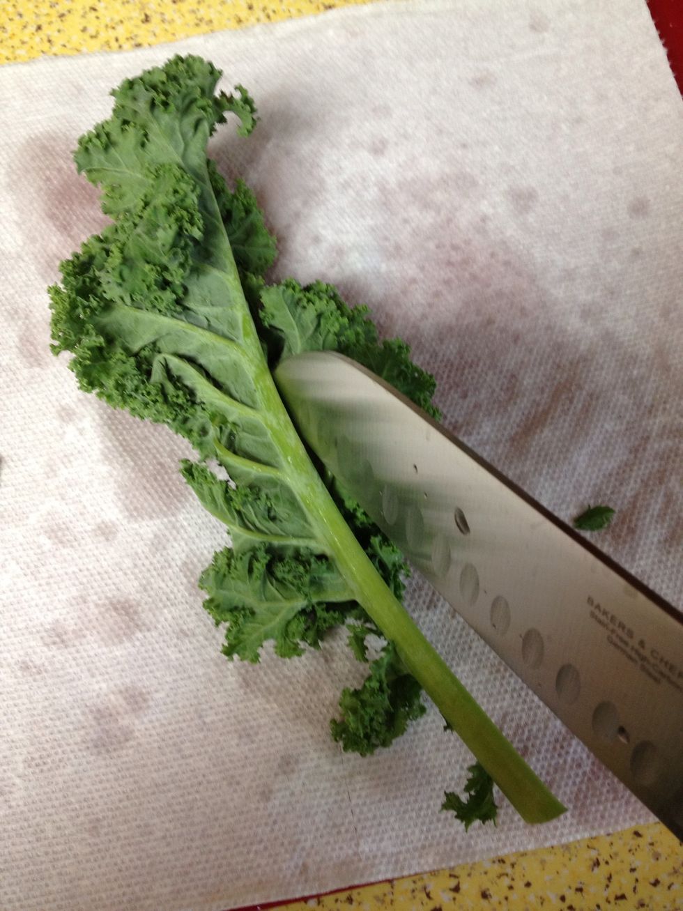 Cut the leafy part from the main stem & break into bite-sized pieces. Discard stems.