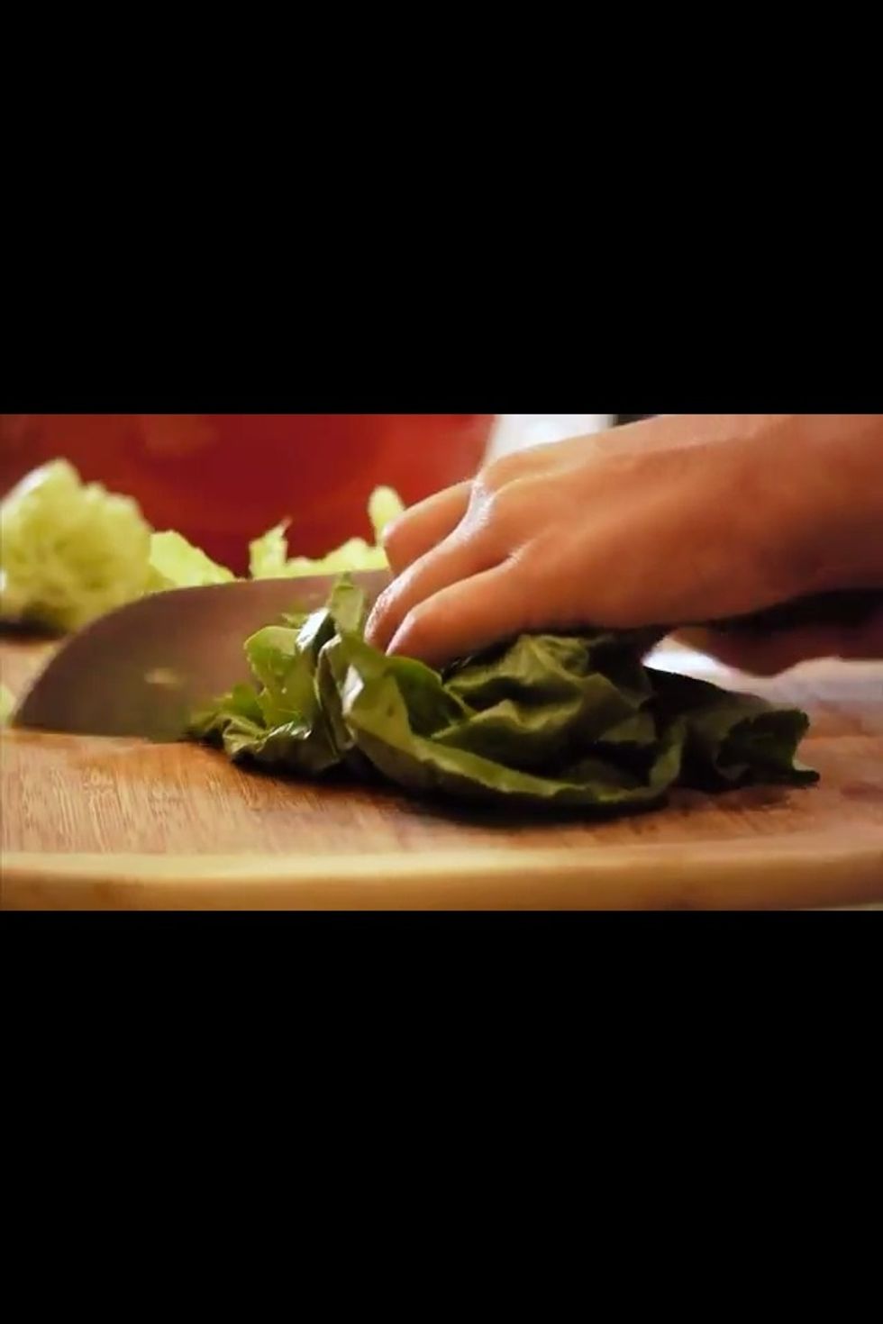 Cut the lettuce and put it in the bowl