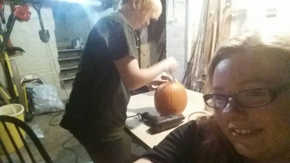 Cut the line where you mark the pumpkin with the sharpie around the stem.