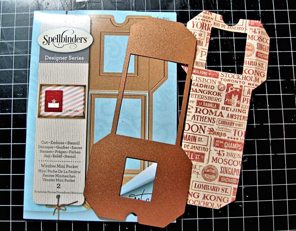 Cut the mini pocket from designer paper.