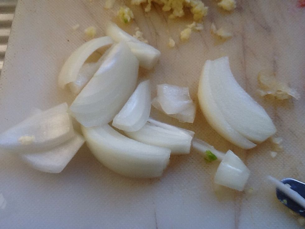 Cut the onion into quarter inch pieces, then separate the layers