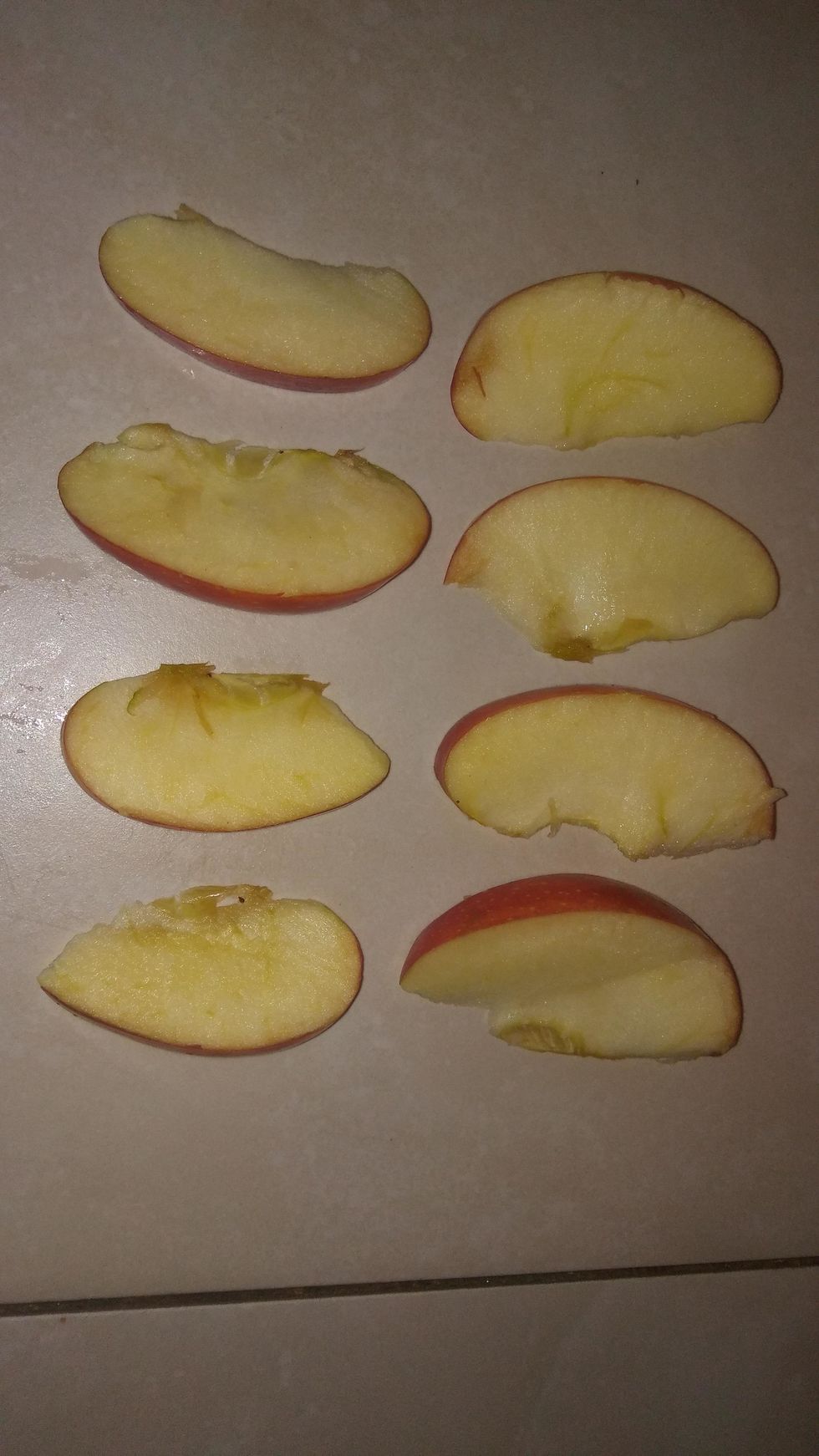 Cut the other half of your apple in 8 pieces like so!