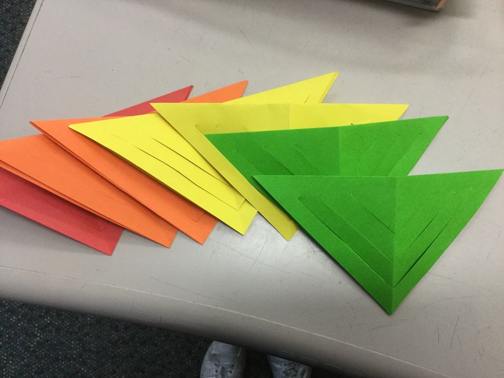 Cut the other pieces of paper like the first one