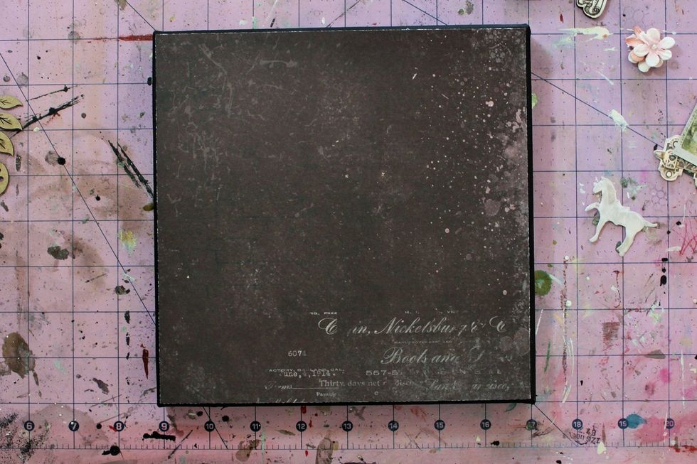 Cut the patterned paper down to 8x8.