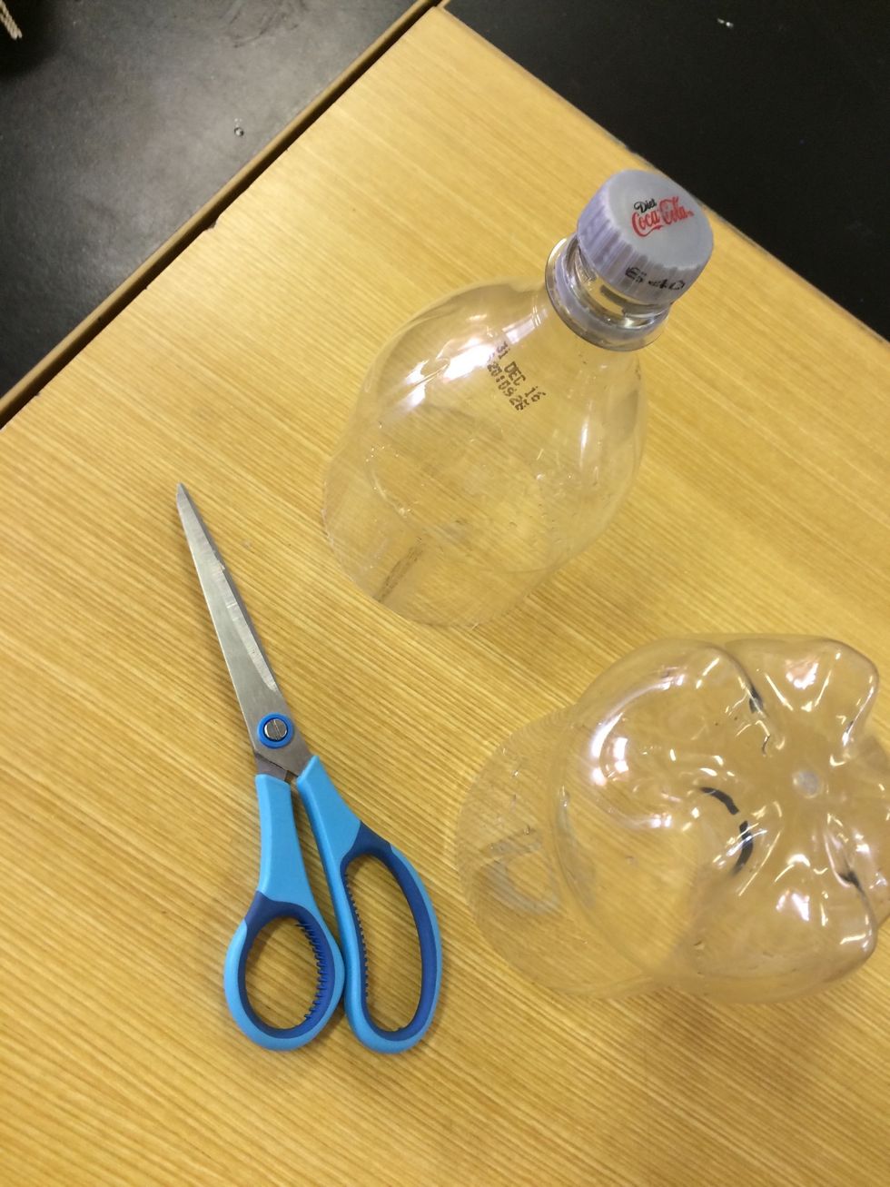 Cut the plastic bottle in half