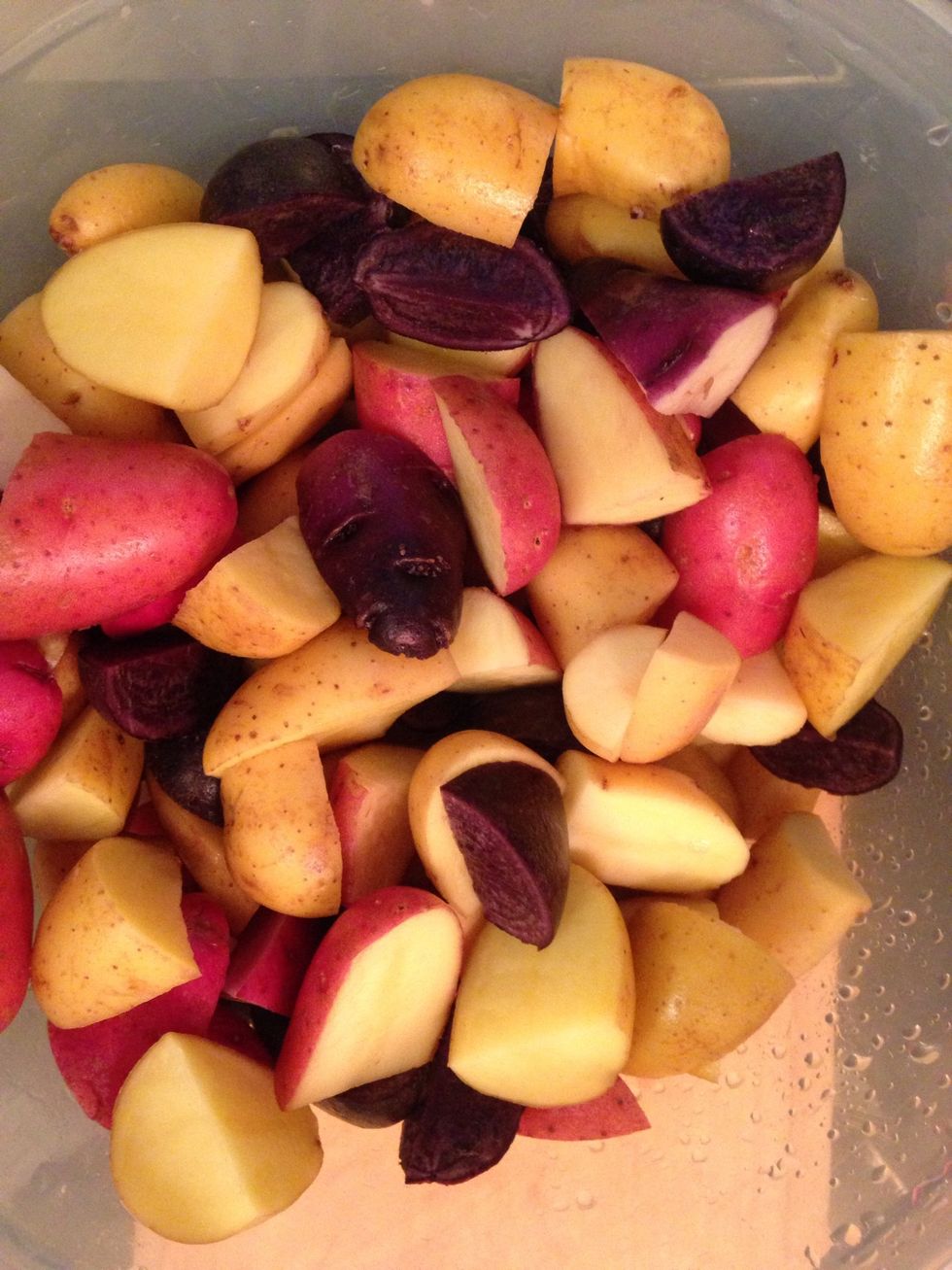 Cut the potatoes into bite sized pieces