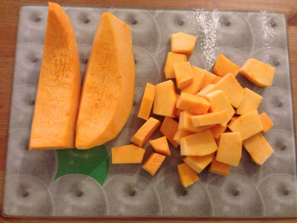 Cut the pumpkin to small cubes