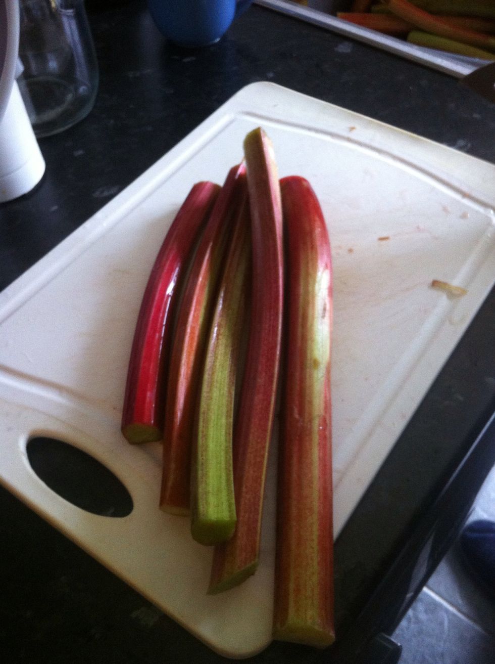 Cut the Rhubarb in small same as the ones in the next step