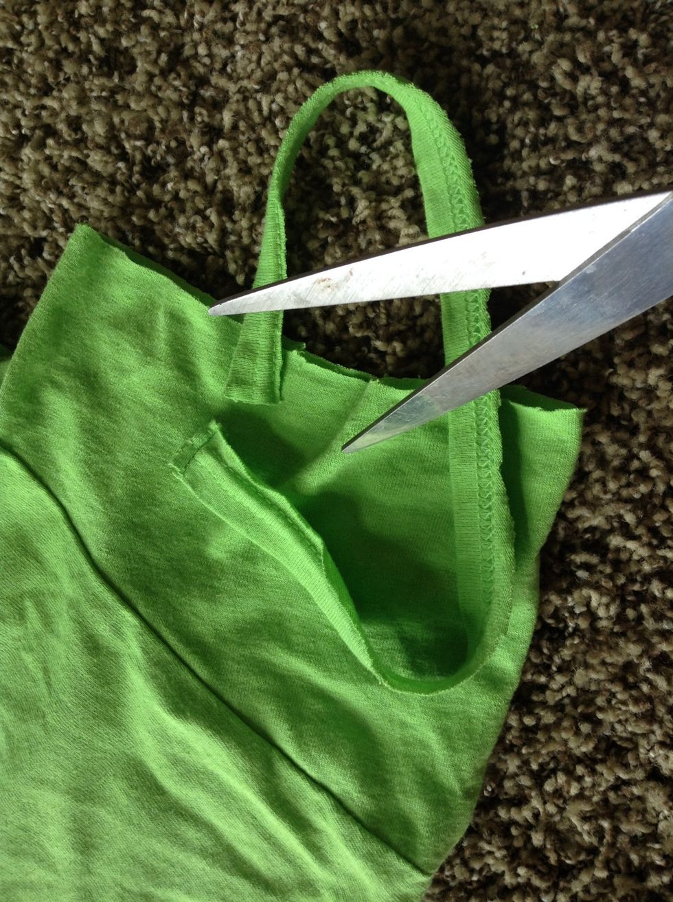 Cut the ring so it is a strip of fabric.