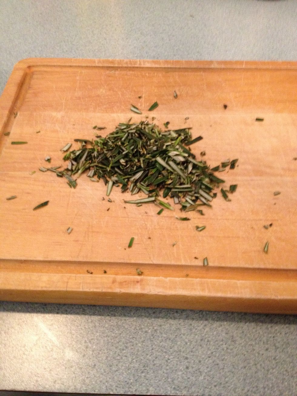 Cut the Rosemary off of the stem and coarsely chop.